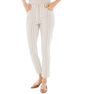 Chico's So Slimming Girlfriend White & Tan Striped Jeans 2/Large